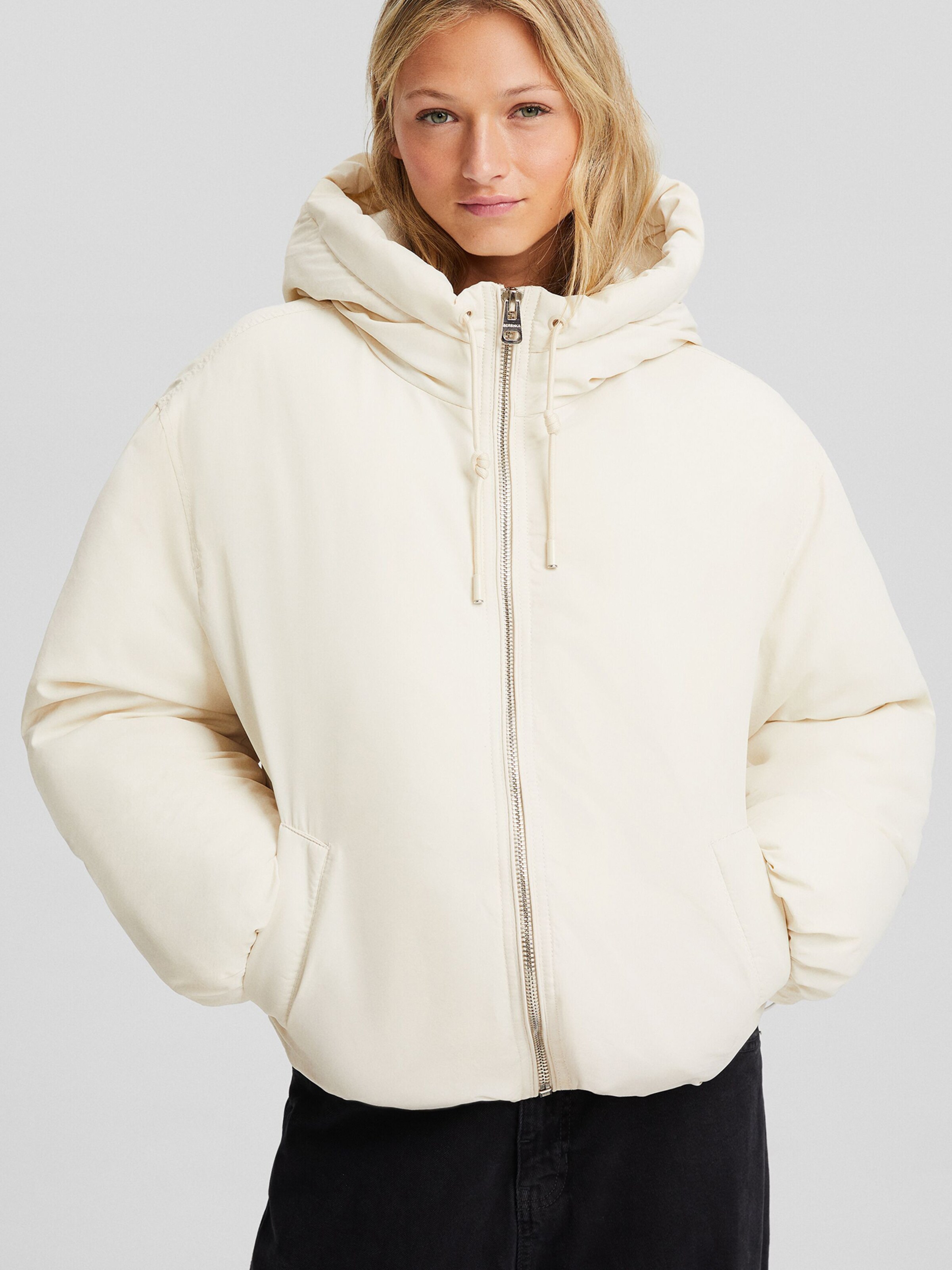 Bershka Between Season Jacket in Ecru ABOUT YOU