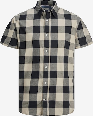 JACK & JONES Slim fit Button Up Shirt 'GINGHAM' in Beige: front