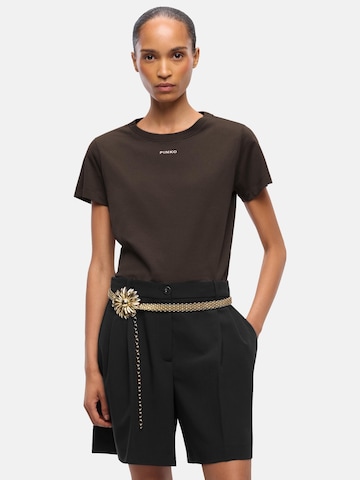 PINKO Tričko 'PINKO BASICO T-SHIRT JERSEY LOGO PINKO GOMMATO T-SHIRT' – hnědá