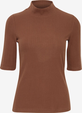 Fransa Sweater 'Henley' in Brown: front