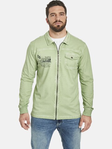 Jan Vanderstorm Zip-Up Hoodie ' Folkward ' in Green: front