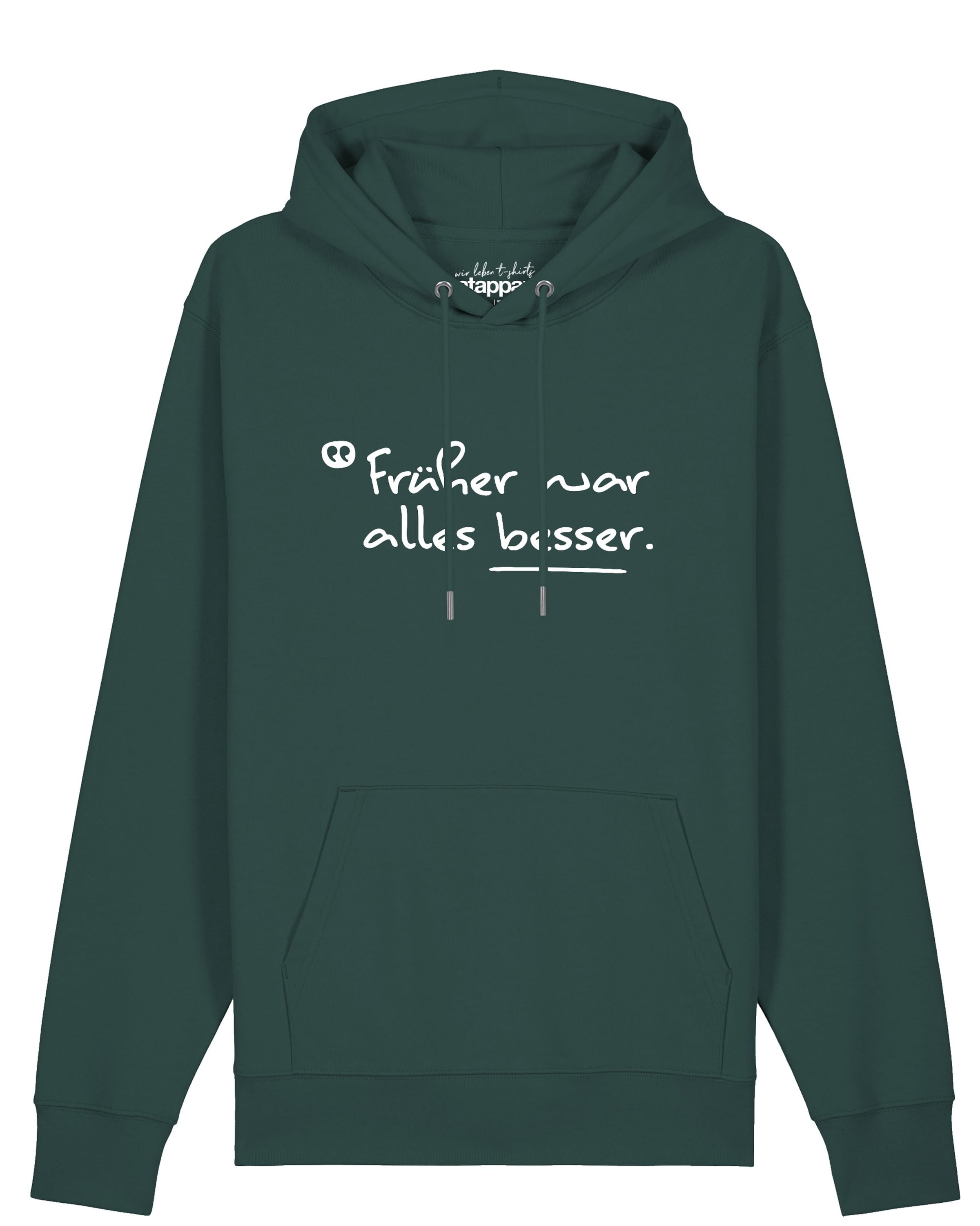 Watapparel Sweatshirt 'Früher War Alles Besser' in Groen: voorkant