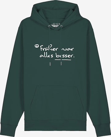 Watapparel Sweatshirt 'Früher War Alles Besser' in Groen: voorkant