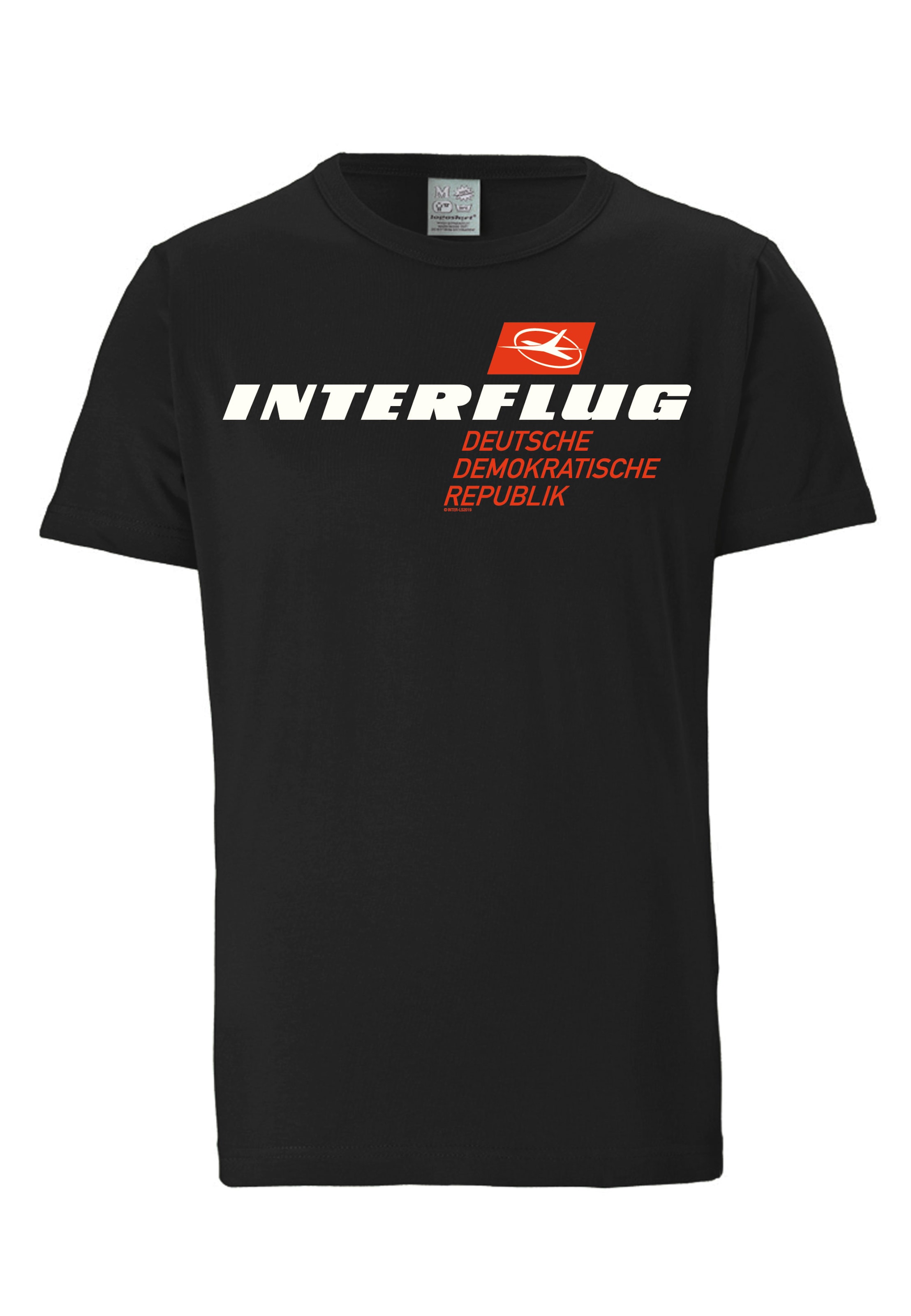 LOGOSHIRT T-Shirt 'Interflug DDR' in Schwarz: Vorderseite