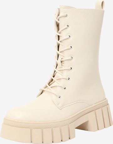 ABOUT YOU Lace-Up Ankle Boots 'Stella' in Beige: front