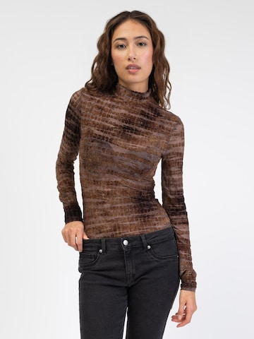 BROKE + SCHÖN Shirtbody 'Body mit Schlangenprint aus Samt'‌‌‌‌‌‌‌‌‌ in Braun: Vorderseite