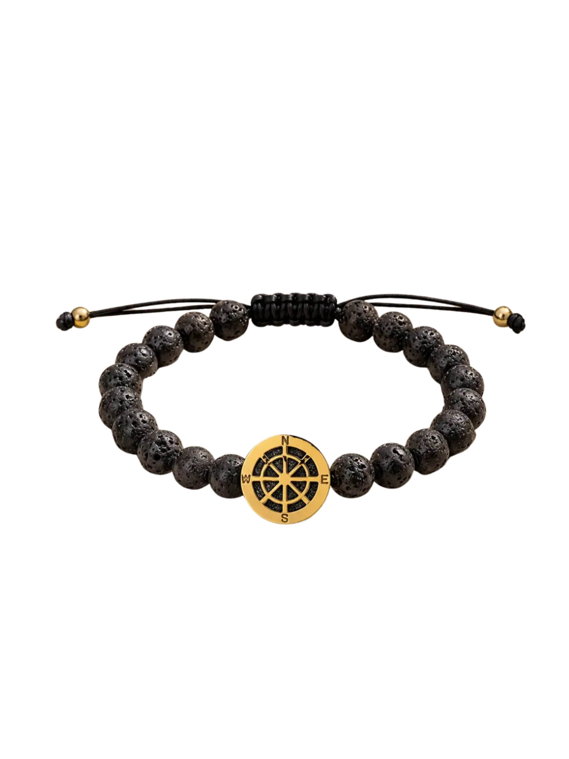 THE GEM STORIES JEWELRY Armband 'Compass Lava Men's Bracelet'‌‌‌‌‌‌‌‌‌‌ in Schwarz: Vorderseite