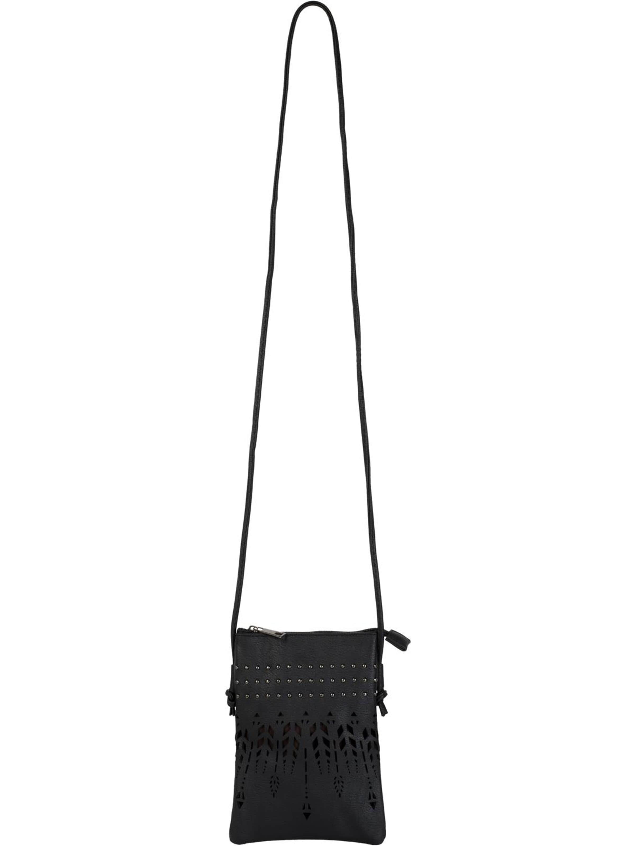 styleBREAKER Umhängetasche 'Mini Umhängetasche Ethno Cutout und Nieten'‌‌‌‌‌‌‌ in Schwarz: Vorderseite
