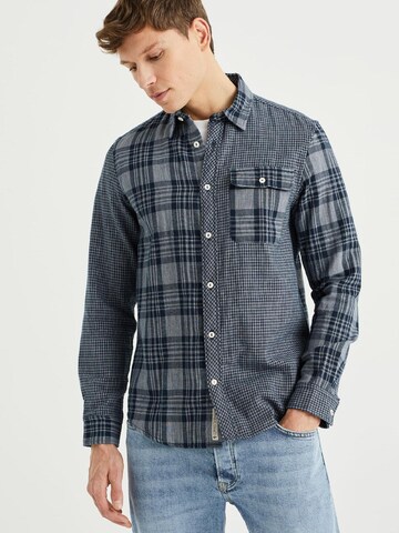 WE Fashion Regular fit Button Up Shirt in Blue