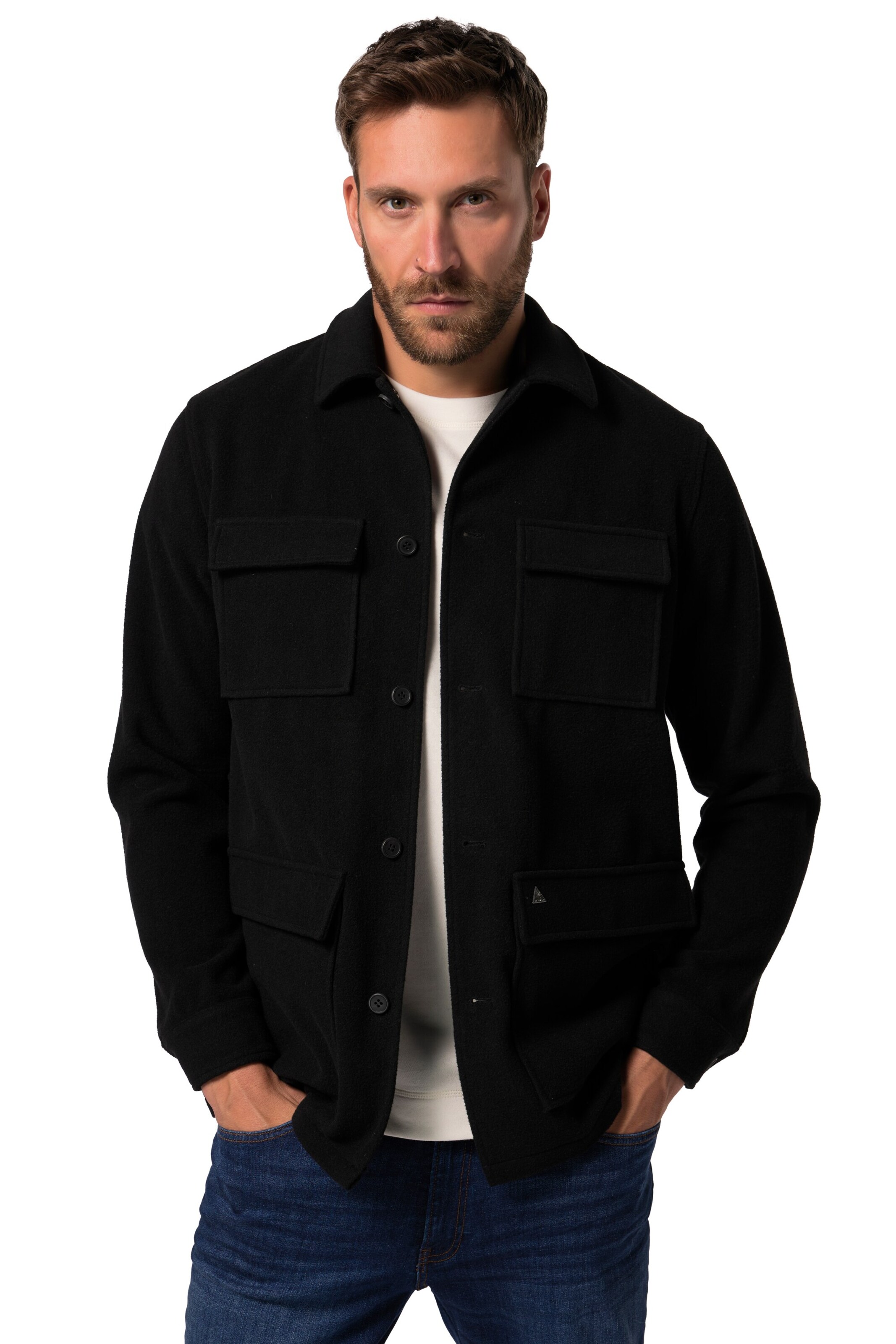 JP1880 Tussenjas in Zwart: voorkant