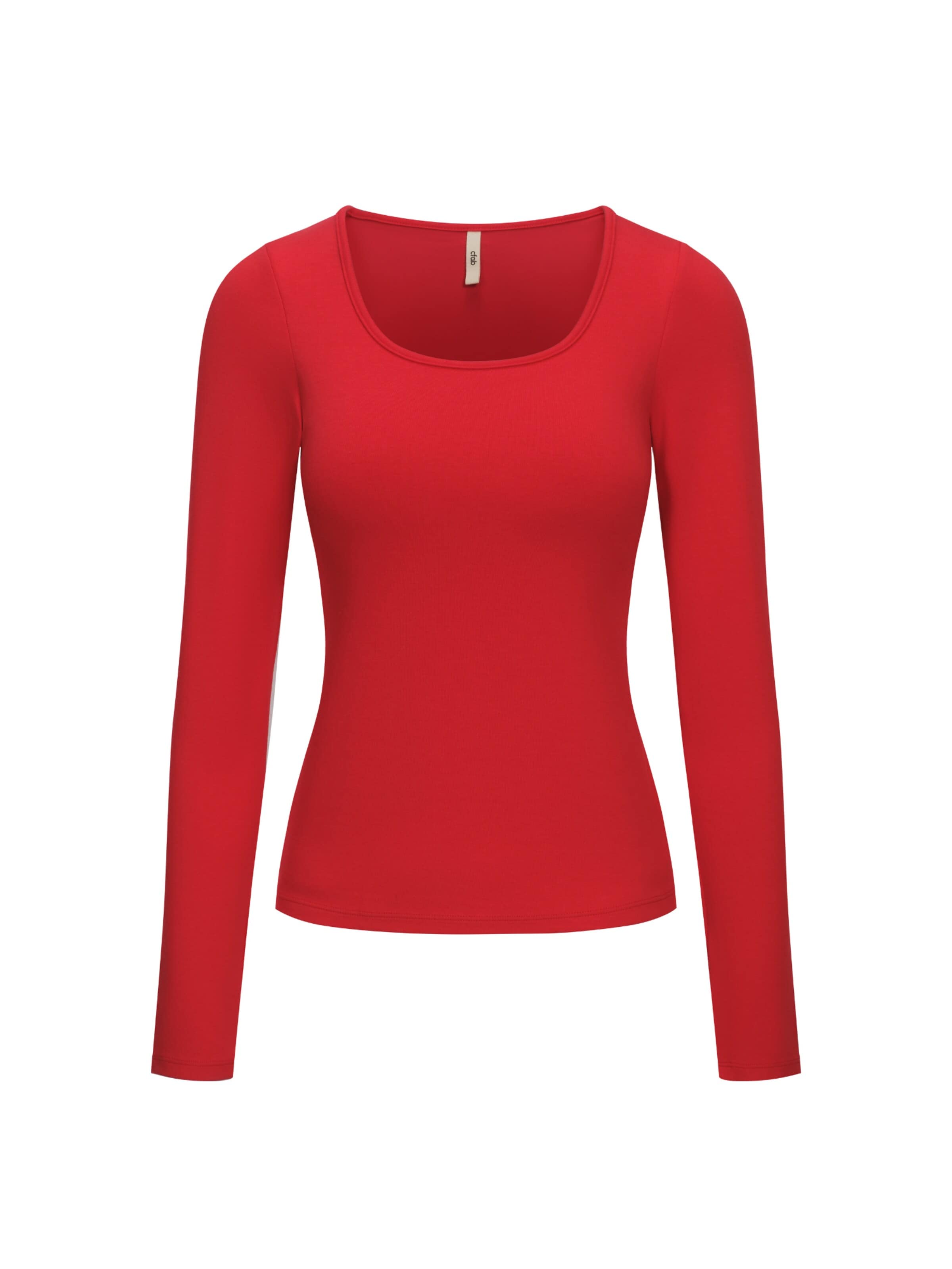 Top 'Cotton Long Sleeve mit integriertem Wireless Bra' di cfab (formerly creamy fabrics) in rosso: frontale