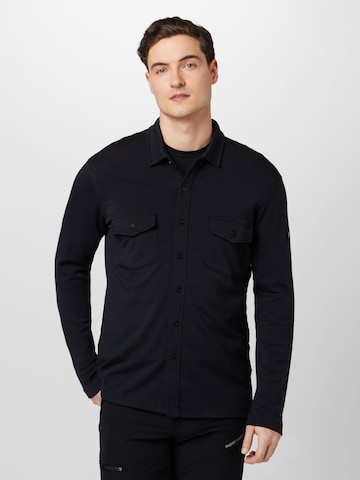 super.natural Regular fit Athletic Button Up Shirt 'ADVENTURE' in Black: front