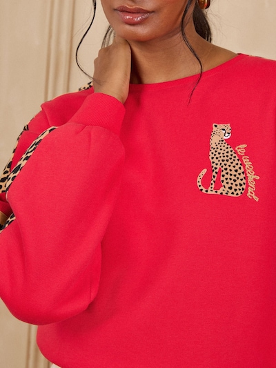 love & roses Sweatshirt i XS i cappuccino / röd / svart, Produktvy