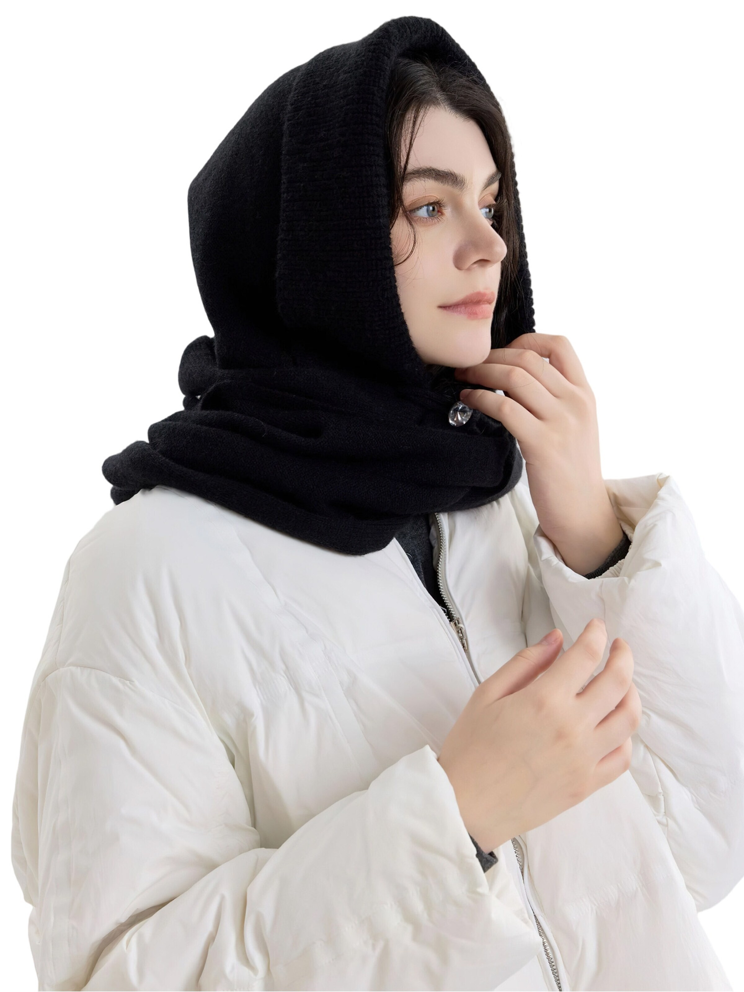 Magicshe Hat 'Strick Kapuzenschal Balaclava' in Black