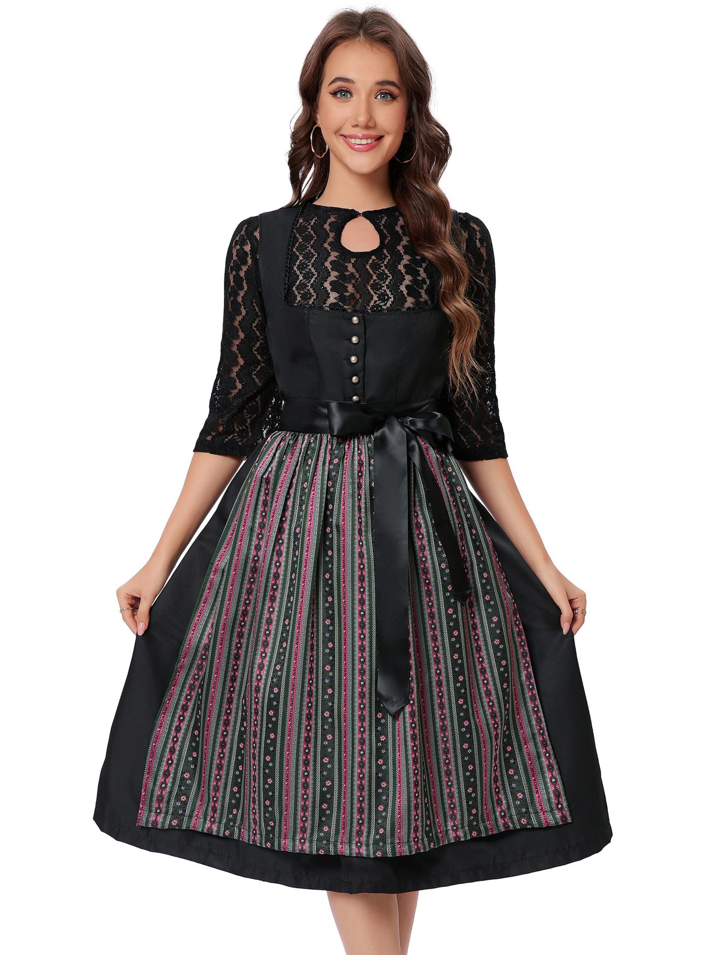 Yesfashion Dirndl‌‌ in Schwarz: Vorderseite