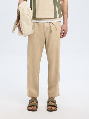 SELECTED HOMME Loosefit Byxa 'SLHMagnus' i beige: framsida