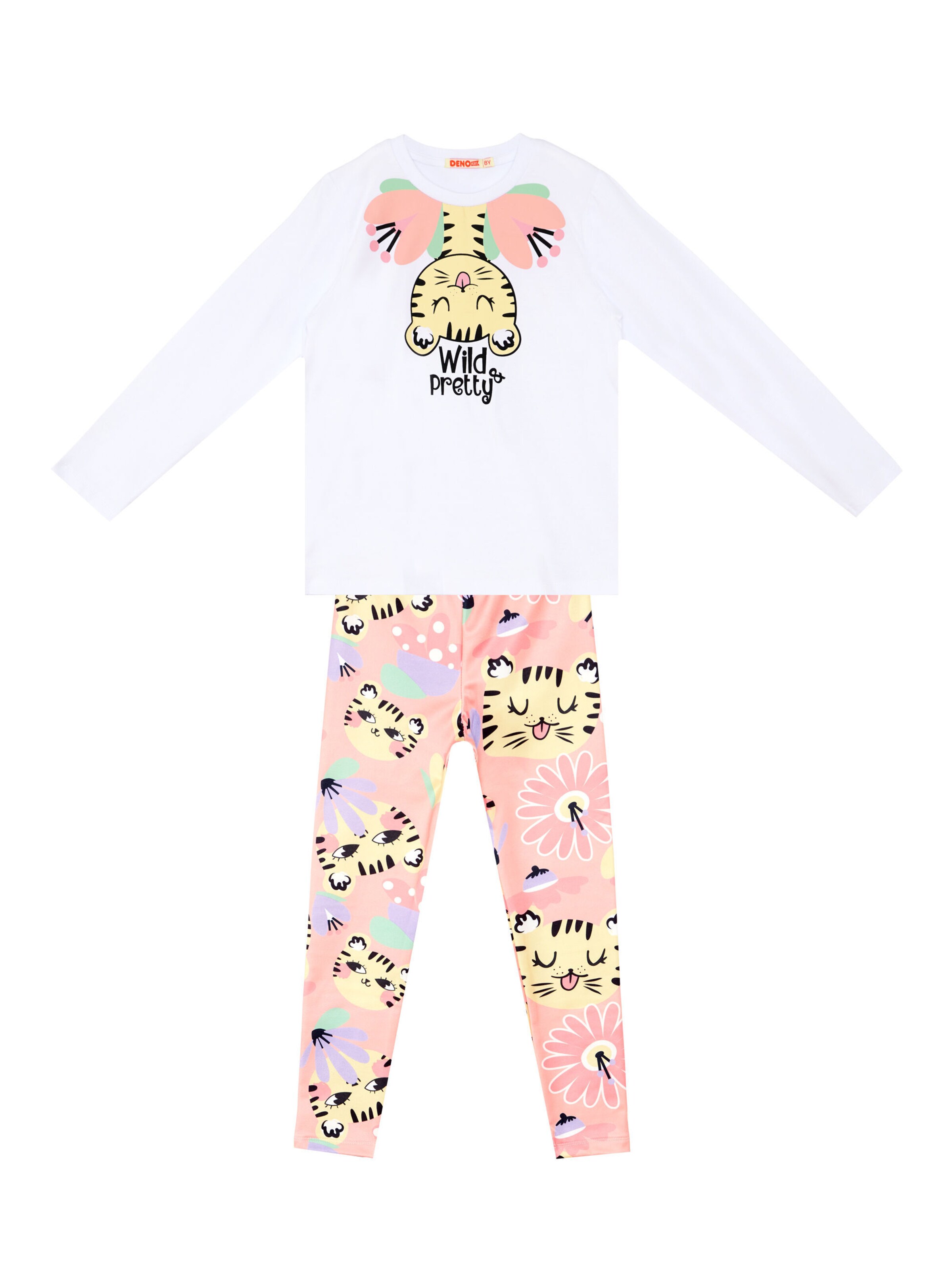 Denokids Trainingspak 'Fancy Leo' in Oranje: voorkant