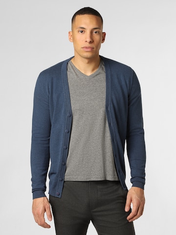 Finshley & Harding Gebreid vest in Blauw: voorkant