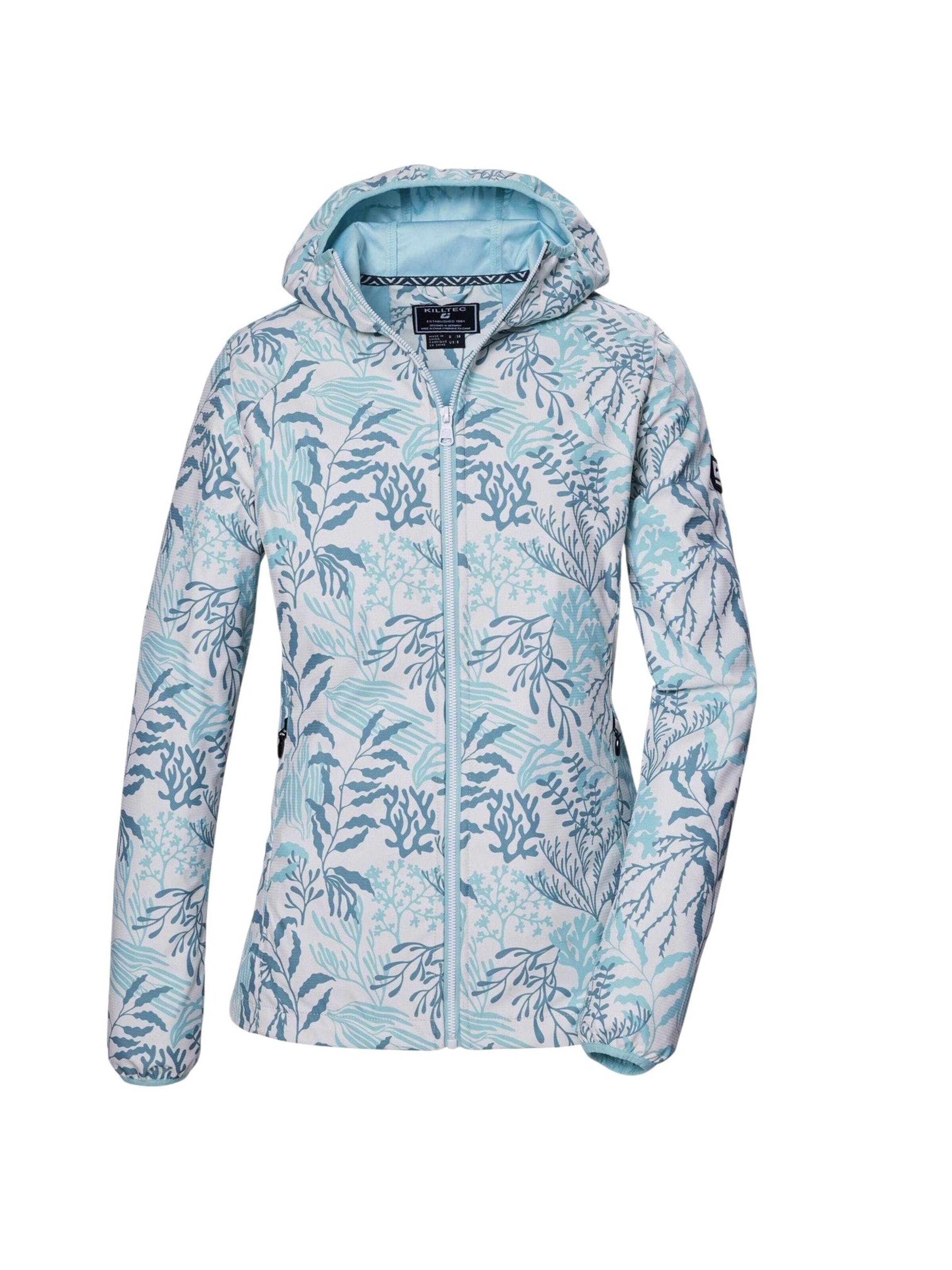 KILLTEC Outdoorová bunda 'Softshelljacke KOS 56 Damen Kapuze Outdoorjacke Blumenmuster' – modrá