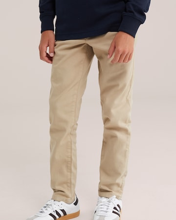 WE Fashion Slim fit Pants in Beige: front