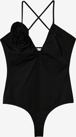MANGO T-shirtbody 'Xplunge' i svart: framsida