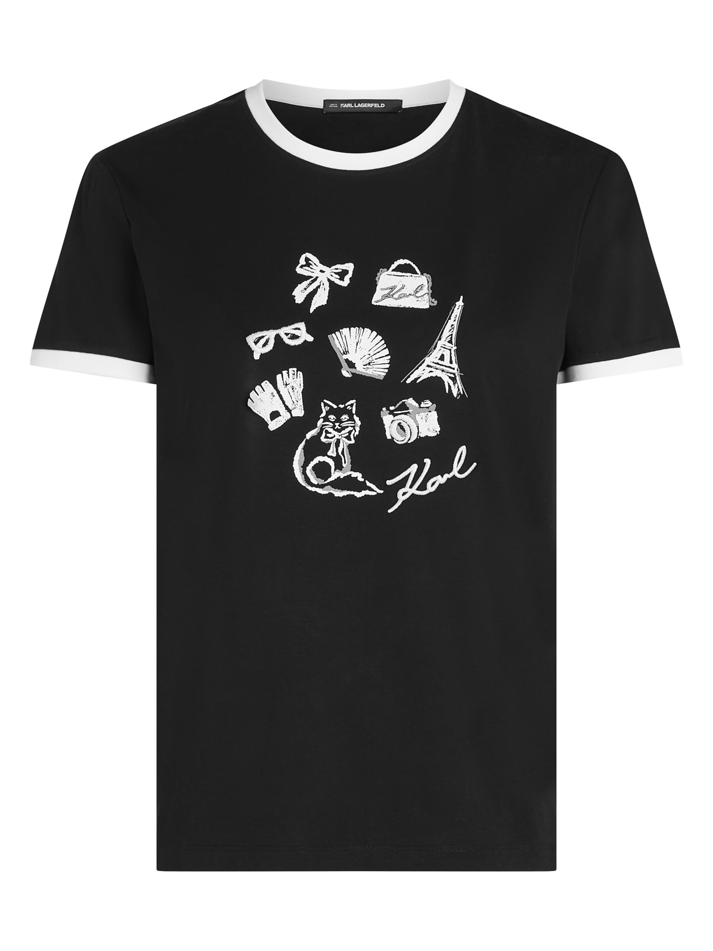 Karl Lagerfeld T-shirt en gris / noir / blanc, Vue avec produit