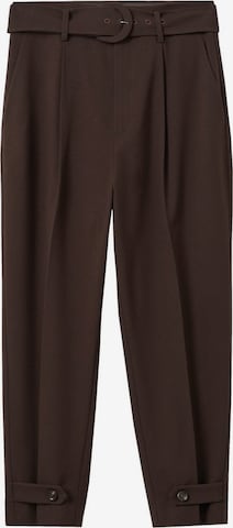 MANGO Tapered Pleated Pants 'Marlowe' in Brown: front