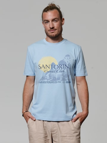 T-Shirt 'Santorini Sunset Club' Watapparel en bleu : devant