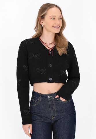MYMO Knit cardigan in Black: front