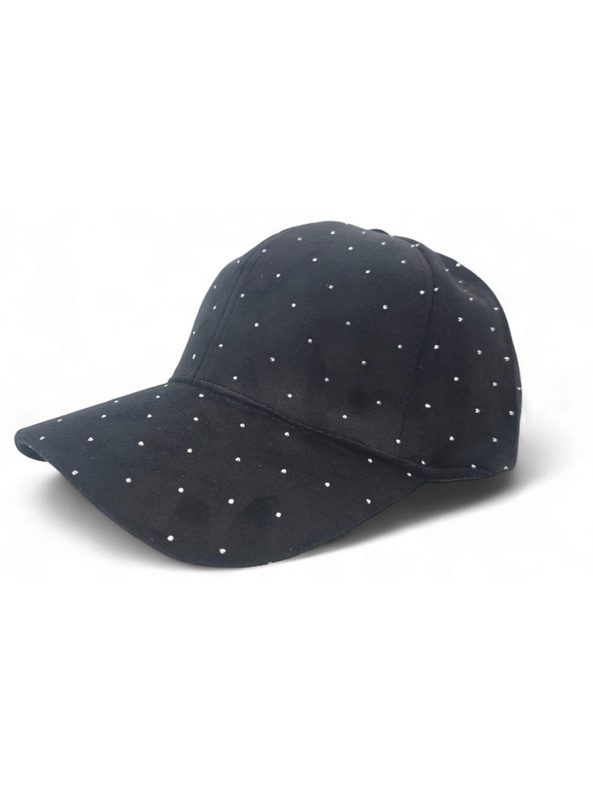 styleBREAKER Cap 'Samt Baseball Cap mit Strass'‌‌‌‌‌‌‌‌ in Schwarz: Vorderseite