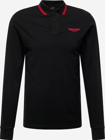 Hackett London - Camiseta 'AMR TIP' en negro: frente