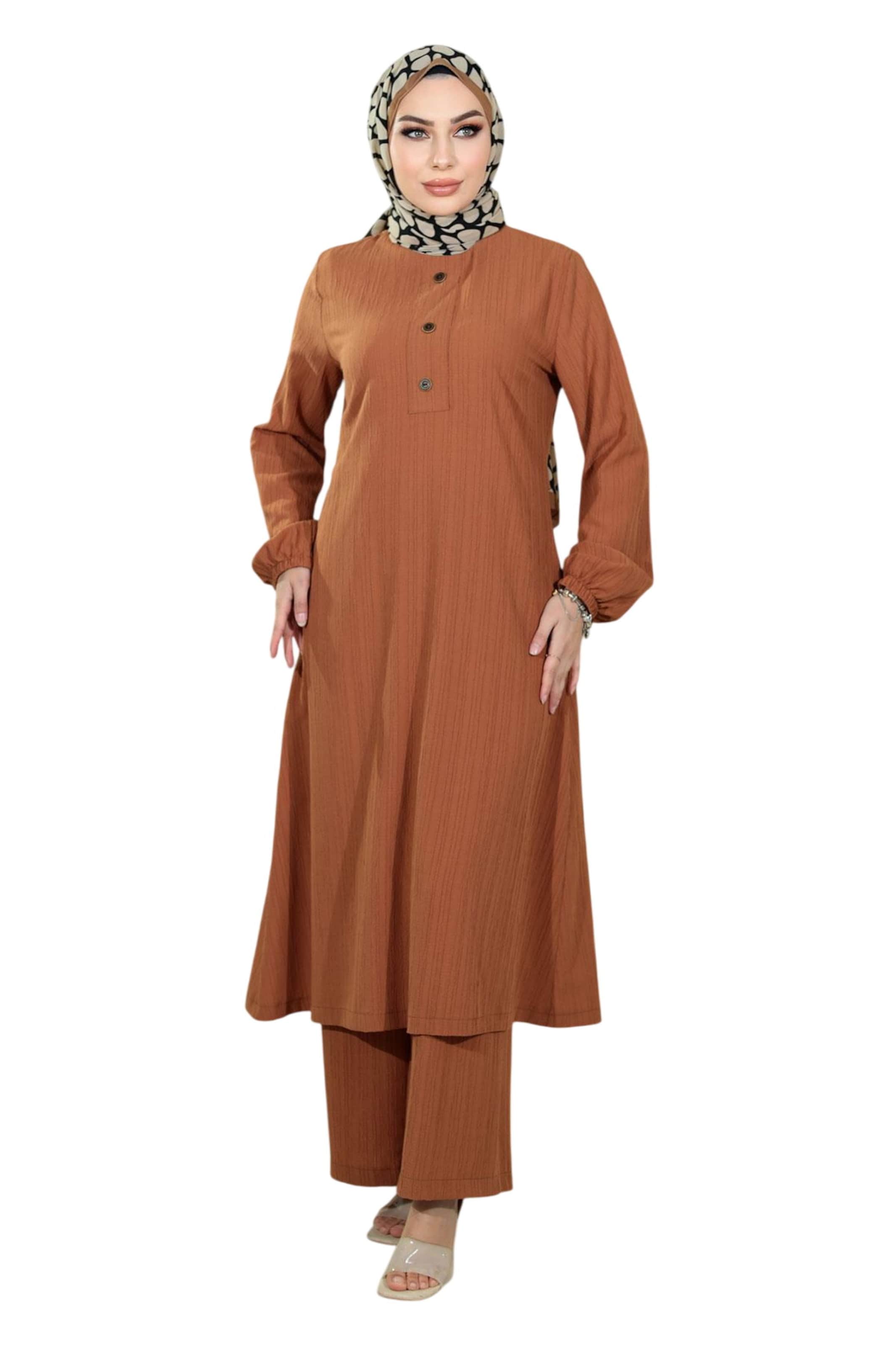 MODAMIHRAM Tuniek in Bruin: voorkant