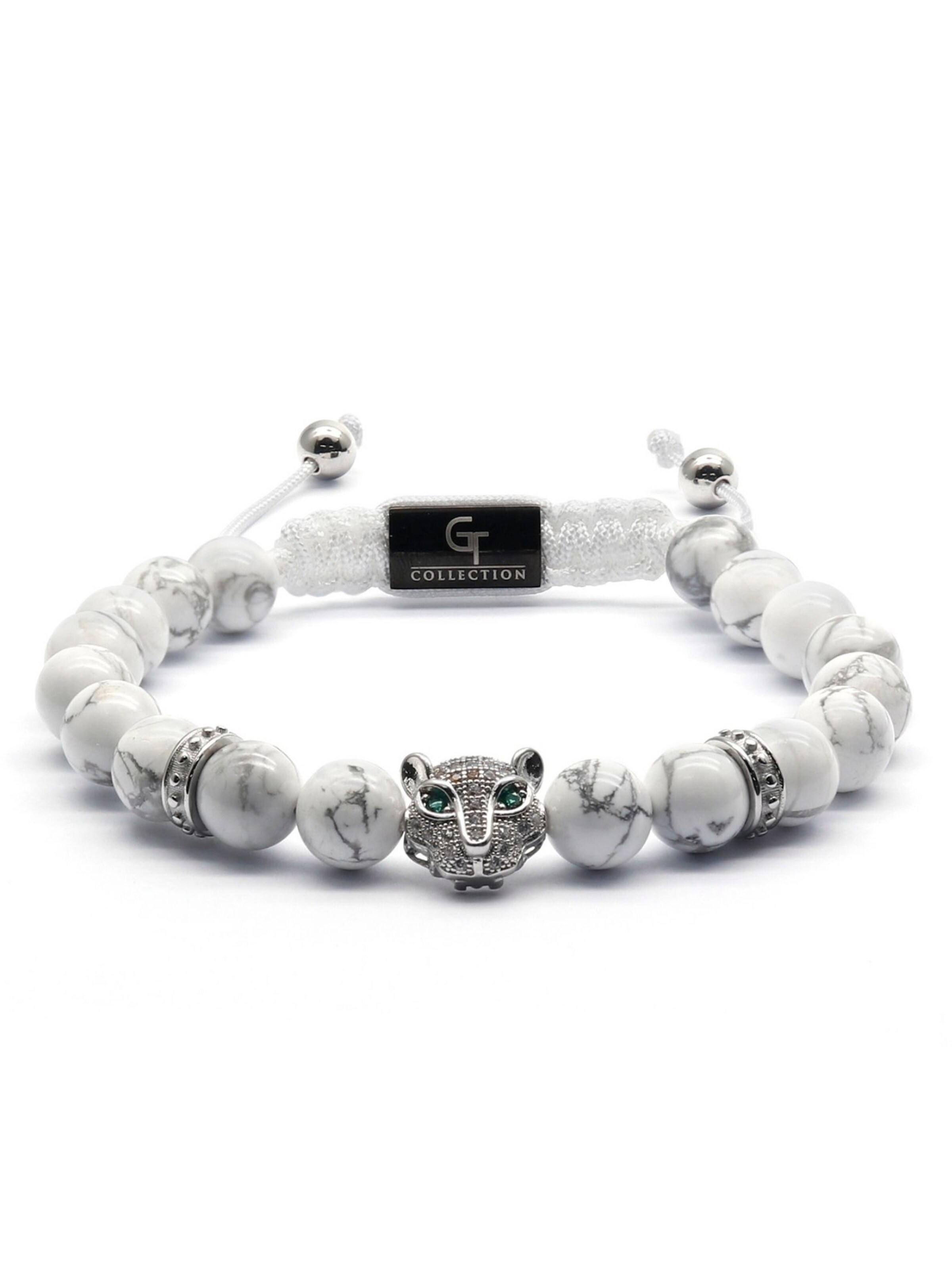 Bracelet 'Leopard Head' GT Collection en blanc : devant