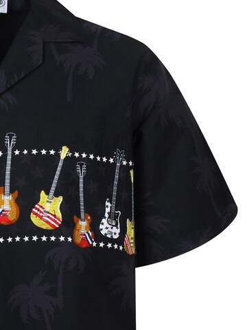 Pacific Legend Regular fit Button Up Shirt 'E-Gitarre Brustdruck' in Black