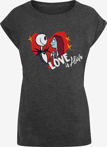 ABSOLUTE CULT Shirt 'The Nightmare Before Christmas - Love is Alive' in Grijs: voorkant