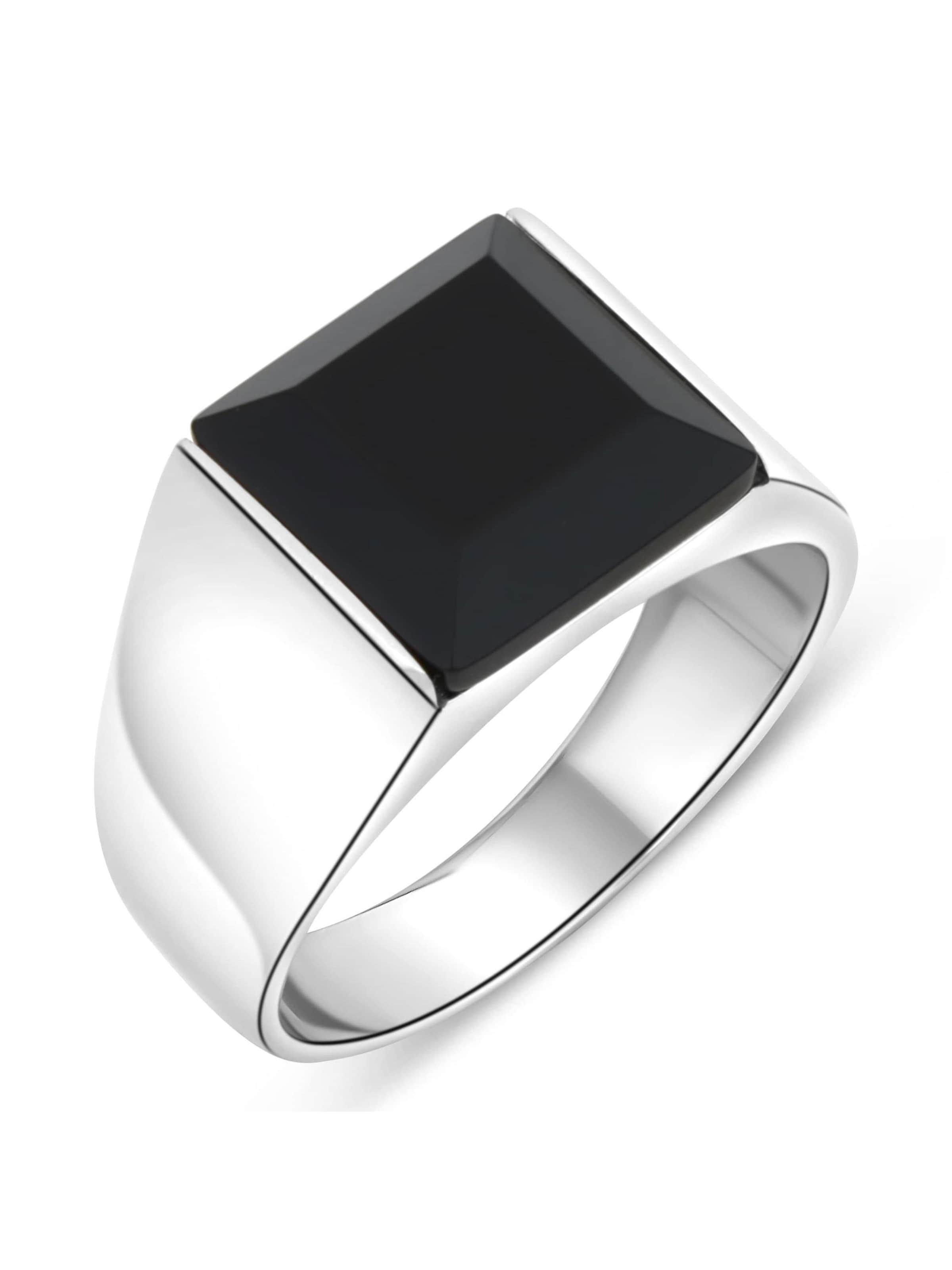 Tony Fein Ring 'Siegel Onyx Black' in Silver: front