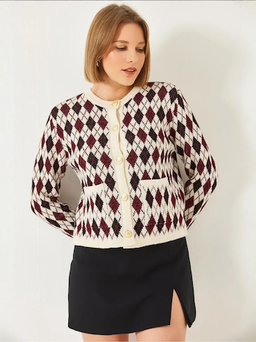 Bianco Lucci Knit Cardigan in Beige