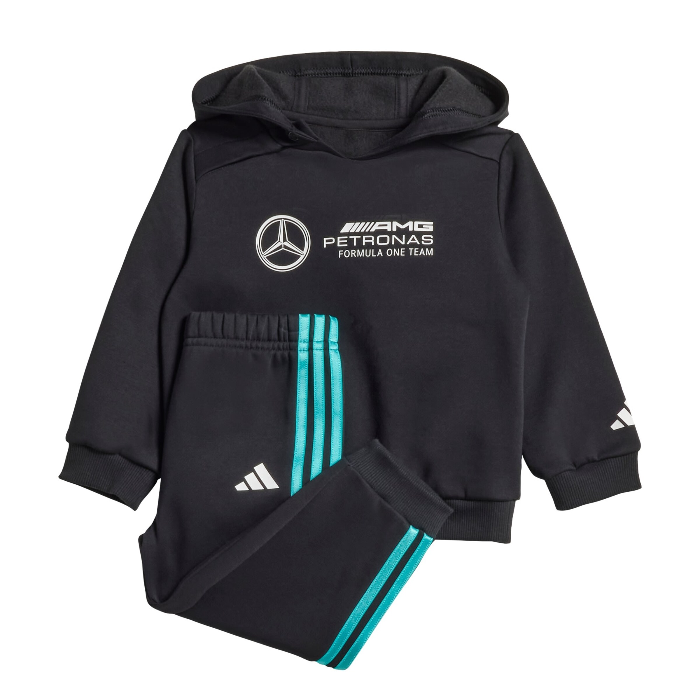 ADIDAS PERFORMANCE Tracksuit 'MERCEDES - AMG PETRONAS FORMULA ONE TEAM DNA BABY JOGGER LONG' in Black: front