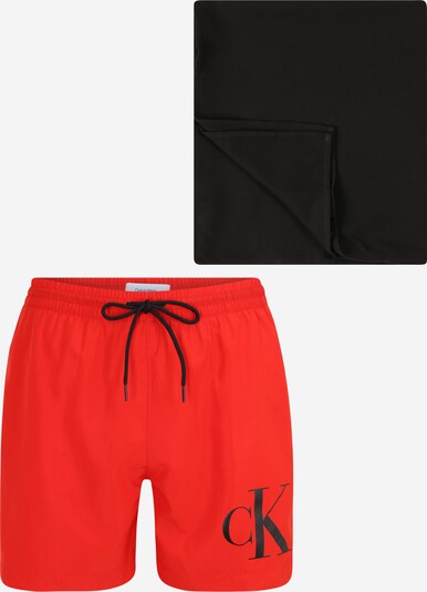Calvin Klein Swimwear Badeshorts und Handtuch in rot / schwarz, Produktansicht