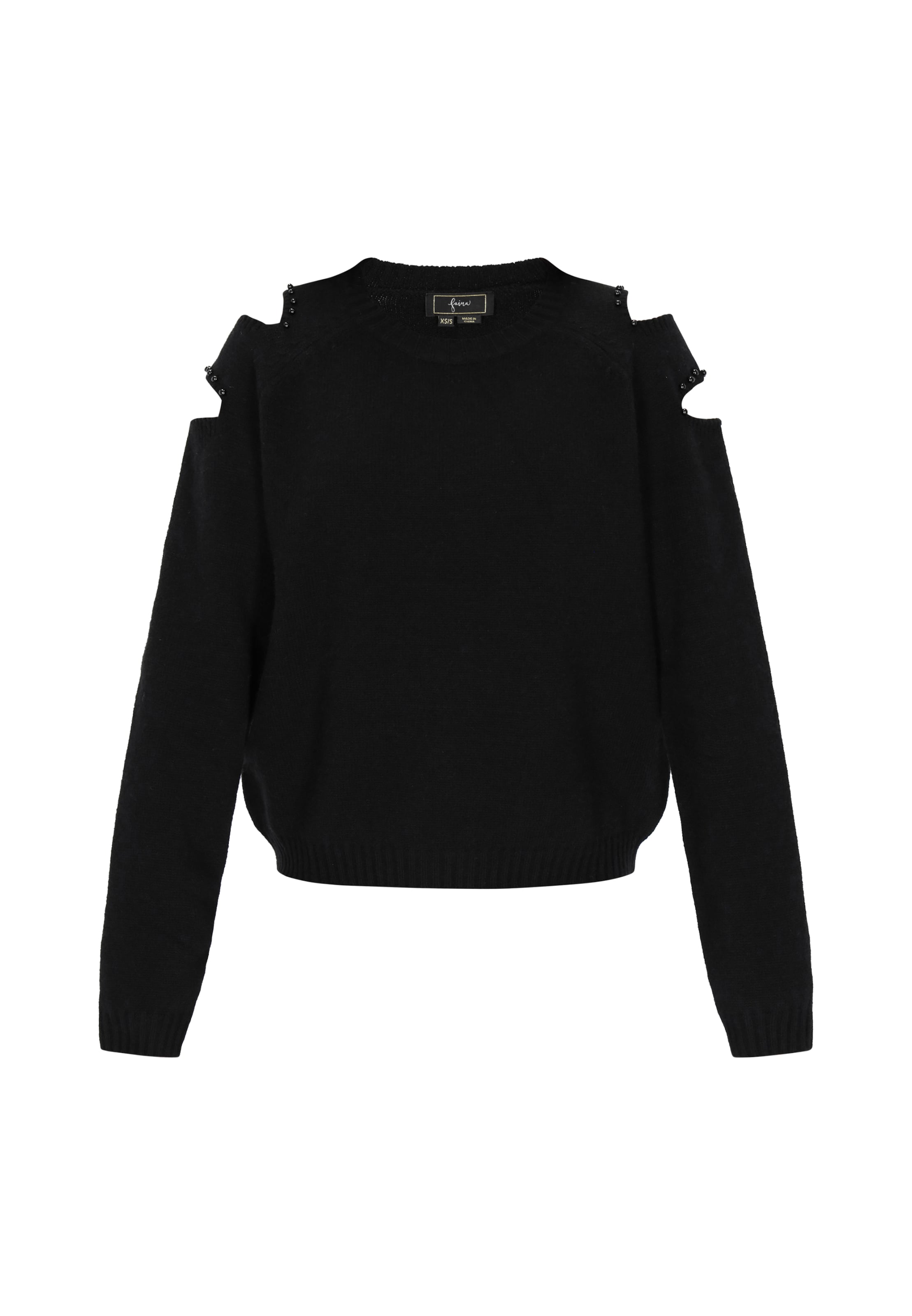 Pulover de la faina pe negru: față