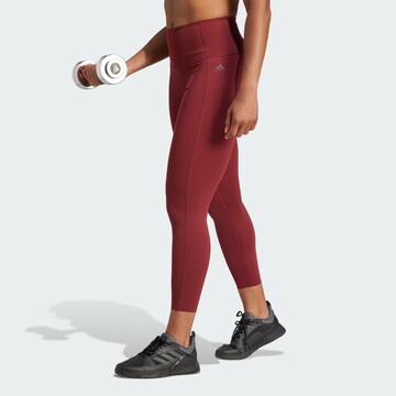 ADIDAS PERFORMANCE Skinny Workout Pants 'Optime Power' in Red: front