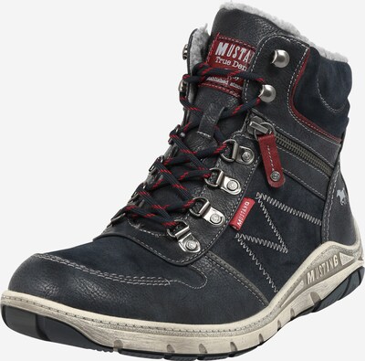 MUSTANG Bottes de neige en bleu-gris / greige / rouge foncé, Vue avec produit
