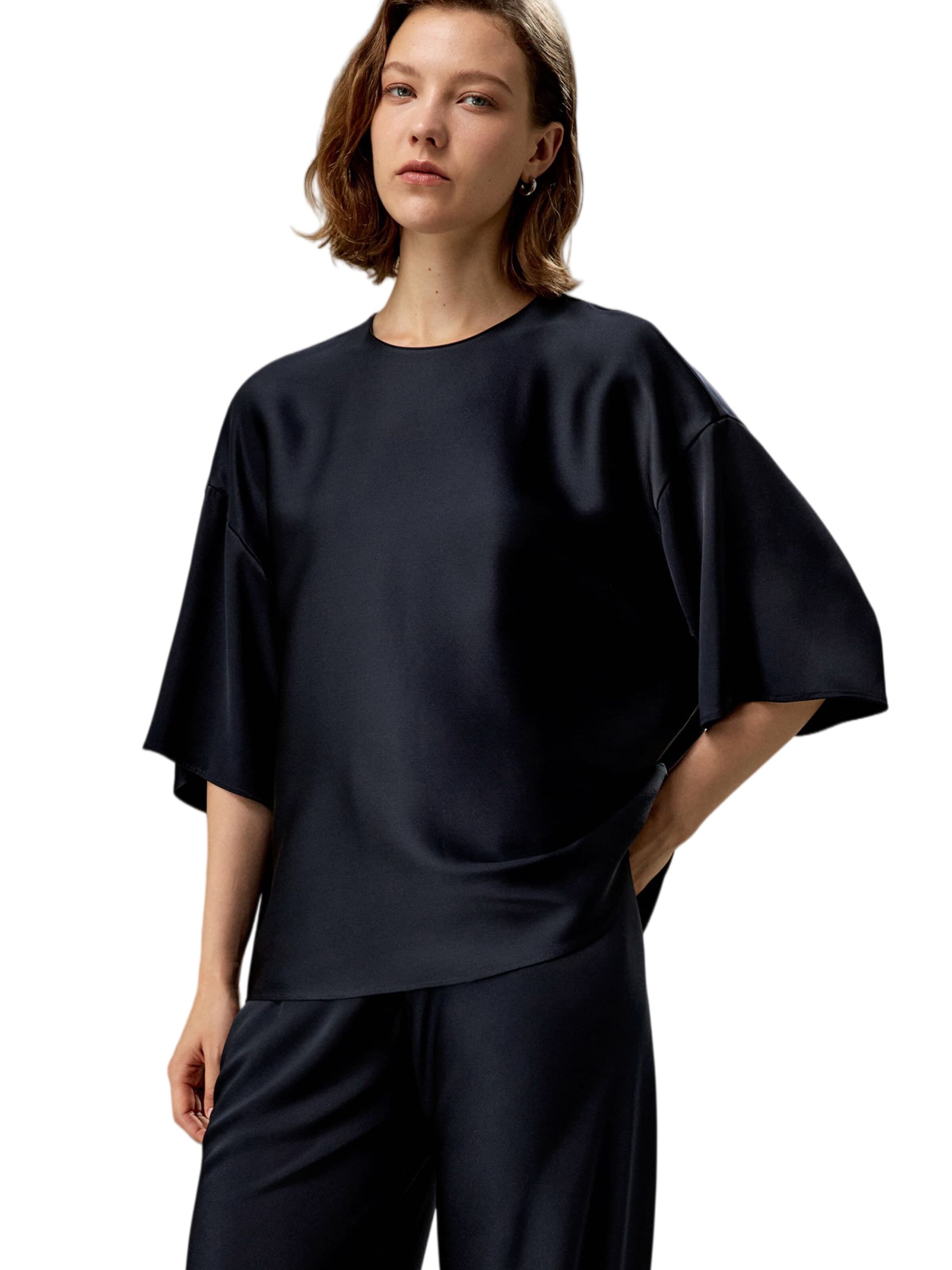 Camicia da donna 'LILYSILK Lässige Rundhals Seide Bluse' di Lilysilk in blu: frontale