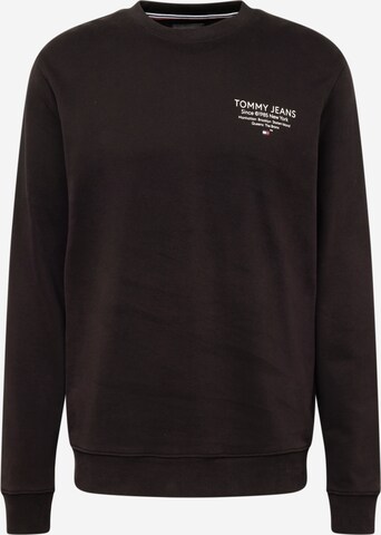 Tommy Jeans Sweatshirt 'ESSENTIAL' in Zwart: voorkant