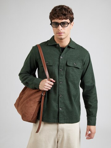 JACK & JONES Comfort fit Button Up Shirt 'JJECHARGE' in Green: front