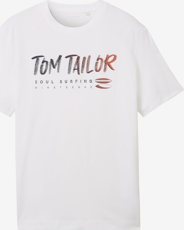 T-Shirt TOM TAILOR en blanc : devant