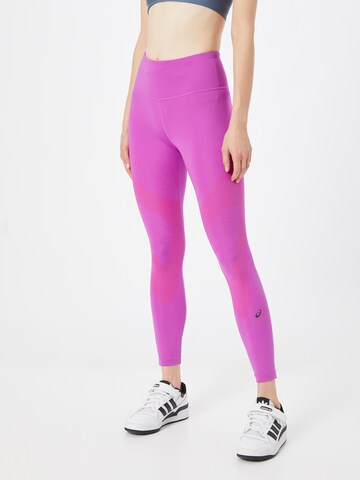 Skinny Pantalon de sport ASICS en violet : devant