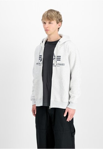 ALPHA INDUSTRIES Sweat jacket in Grey: front