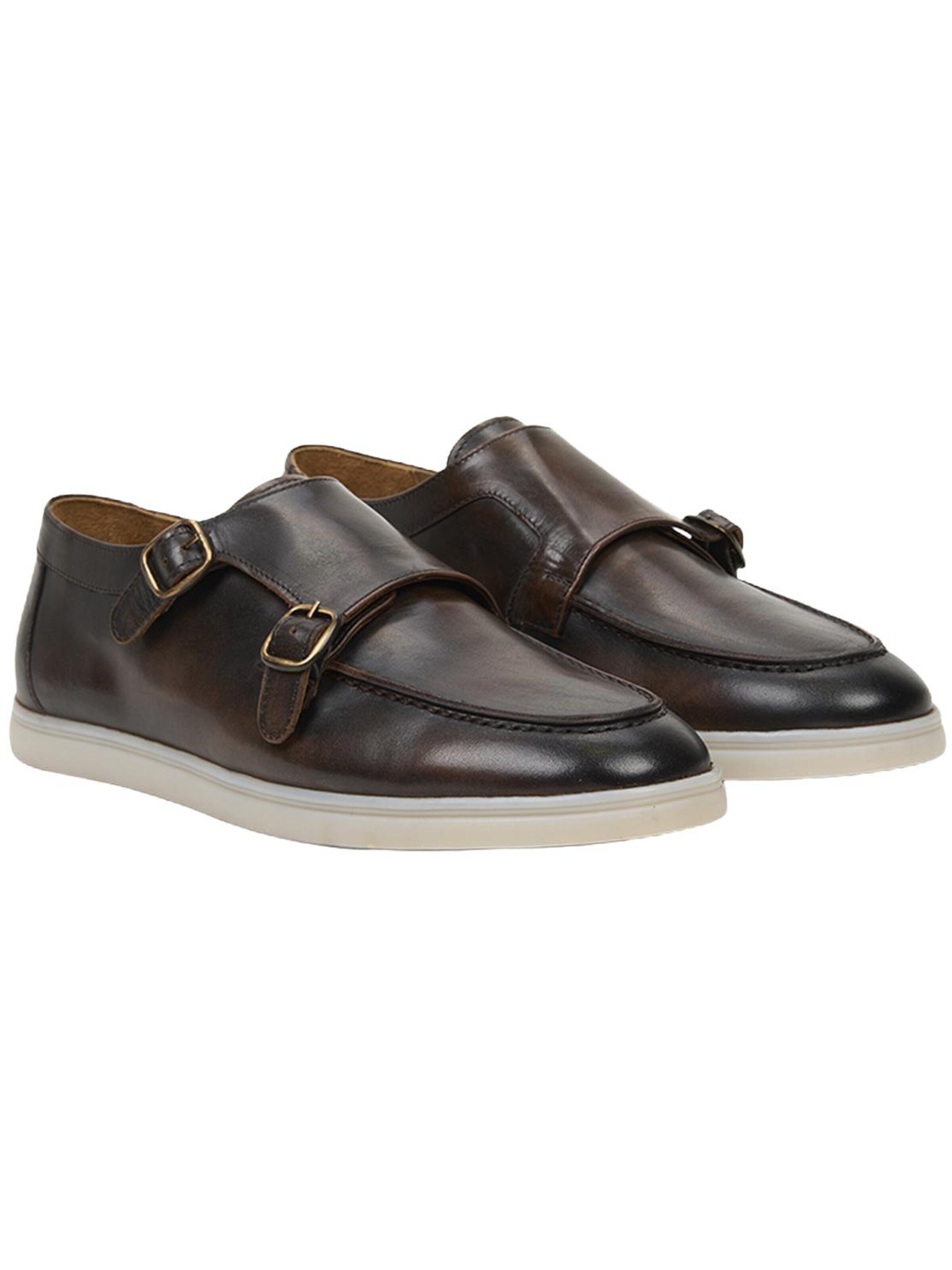 Chaussure à lacets 'DESA Herren-Doppelmonk-Schuhe aus Leder' Desa en marron