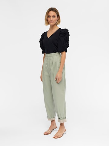 OBJECT Loose fit Pleat-Front Pants 'Nancy' in Green